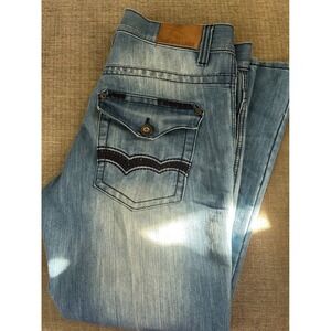 Y2K 2000s Halifax Jeans Womens Blue Denim Distressed Relaxed Fit‎ Streetwear